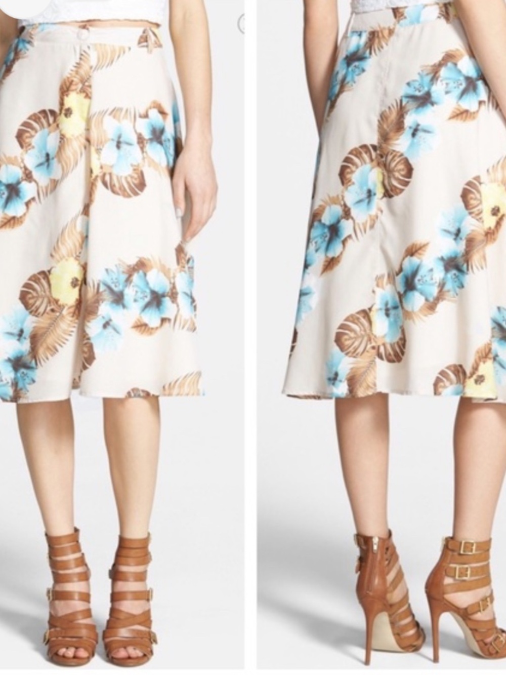 June & Hudson Floral Print Midi Skirt NWOT